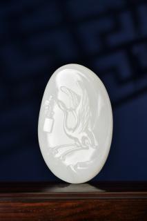 和田玉白玉手把件